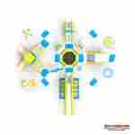 Большой надувной аквапарк «Аква Платформа» 30×27,8×4,3 м