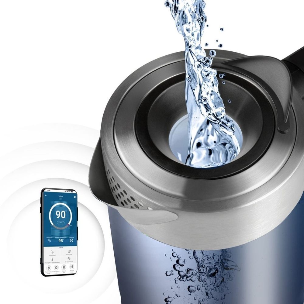 Чайник электрический Polaris, PWK 1725CGLD WIFI IQ Home, 1.7 л, 2200 Вт, ск нагр элем, стекло