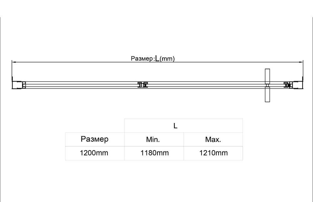 Душевая дверь Slim 8mm VDP-4SL120CLB, черный, стекло прозрачное