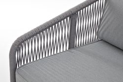 "Канны" диван модульный плетеный из роупа, каркас алюминий белый, роуп светло-серый круглый, ткань светло-серая