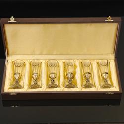 Набор из 6-ти лафитников "Герб России" в деревянном футляре