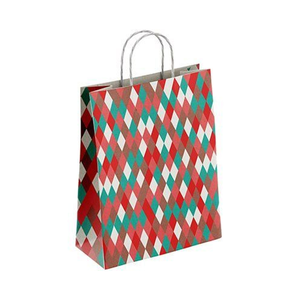 Пакет подар. бумажн. 35*26*15 см, 100 гр/м2 Ромб, крученые ручки