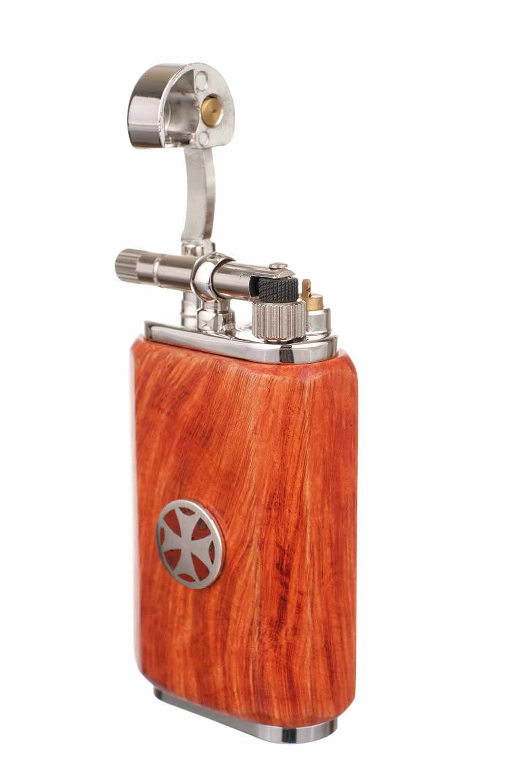 Зажигалка трубочная Mastro de Paja, серебро и бриар