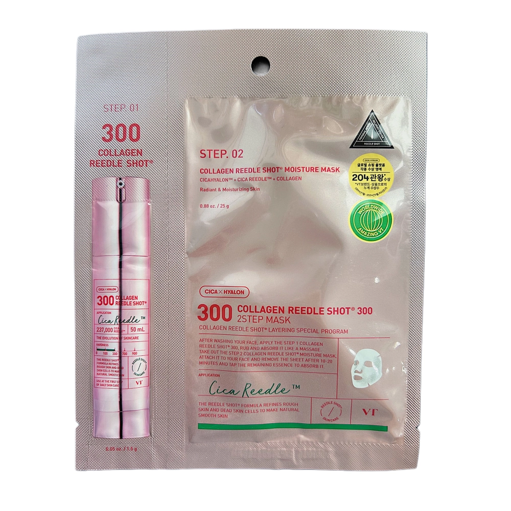 Тканевая маска с микроиглами и коллагеном VT Cosmetics Collagen Reedle Shot 300 2Step 1,5 г+23 г