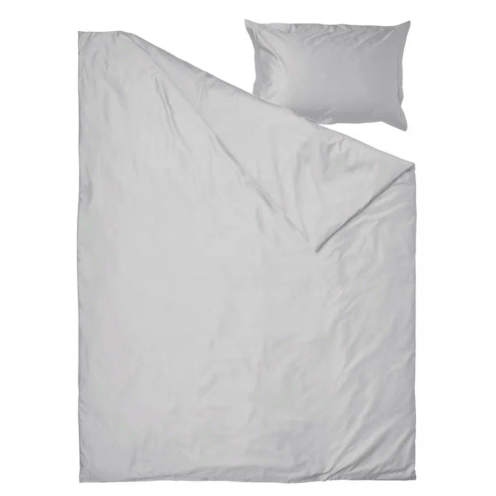 Комплект из сатина ПЕРСЕЯ наволочка + пододеяльник 1,5-сп | светло-серый