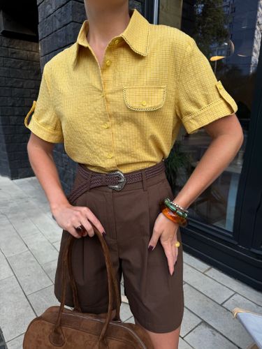 Рубашка Anthropologie горчичный