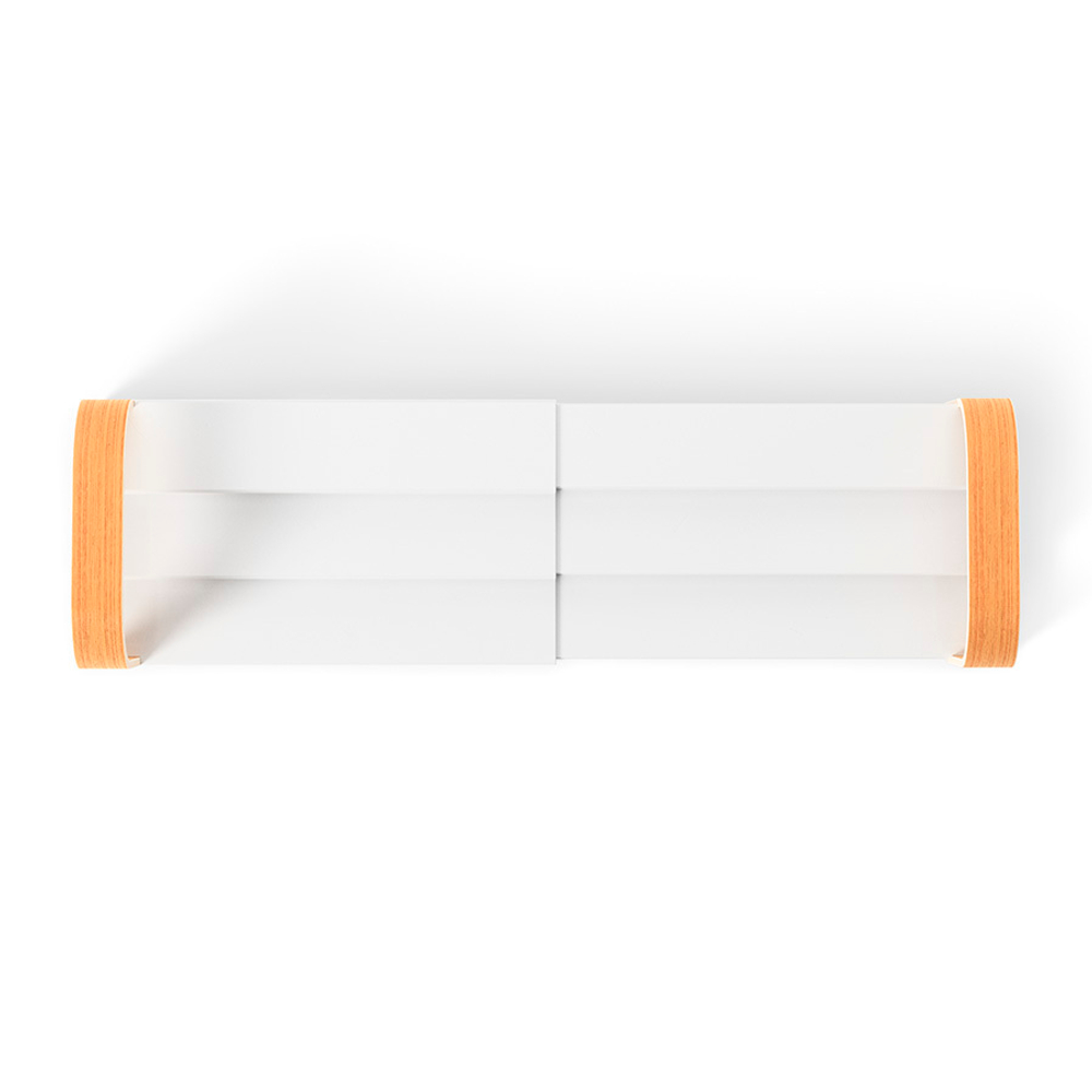 Полка для специй трехъярусная раздвижная bellwood, белая/натуральное дерево