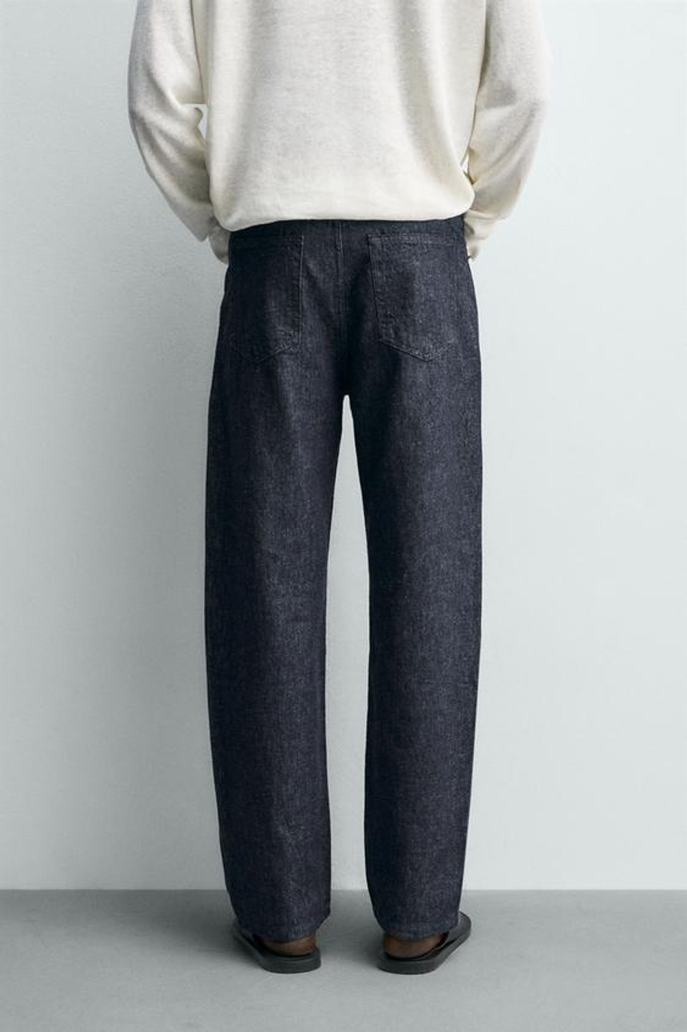 ZARA ДЖИНСЫ STRAIGHT FIT ИЗ ХЛОПКА И КОНОПЛИ, СИНИЙ