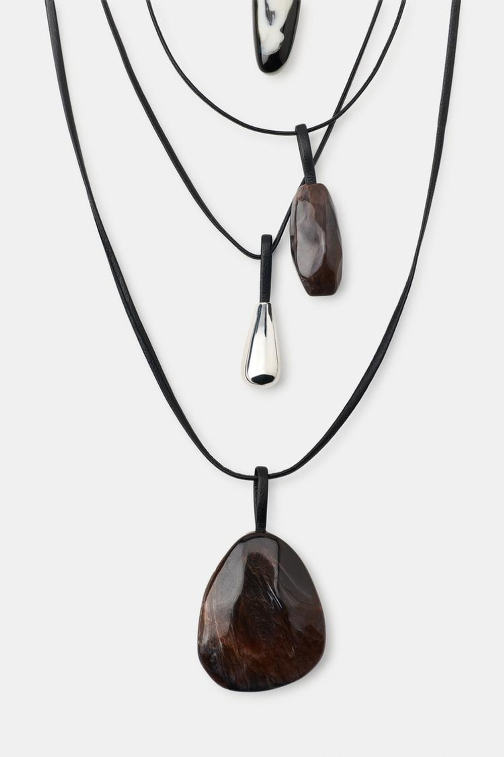 ZARA НАБОР ИЗ 4 ОЖЕРЕЛИЙ, КОРИЧНЕВЫЙ