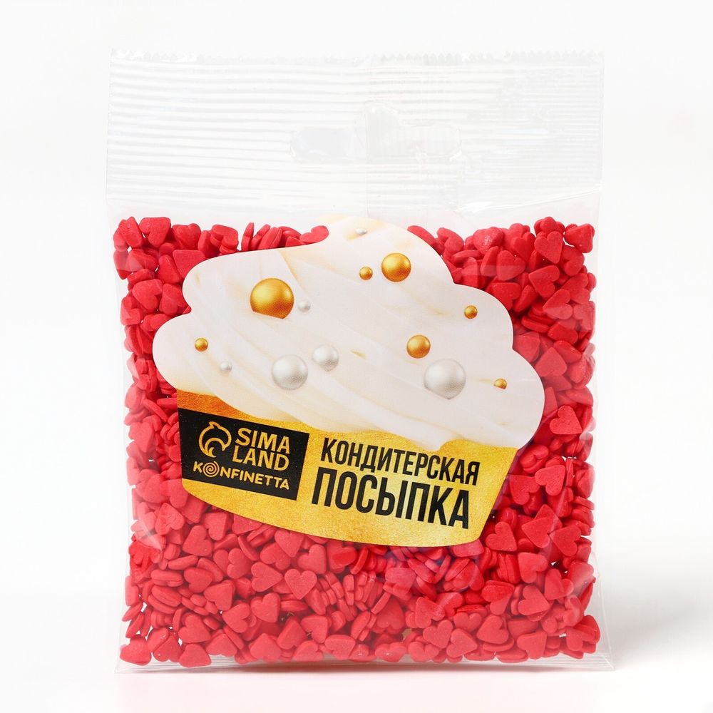 Посыпка &quot;Сердца&quot; мини красные 50 гр.