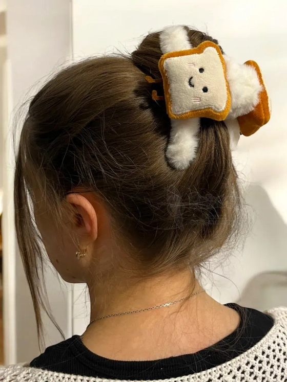 Заколка крабик краб для волос пушистый плюшевый хлебушек