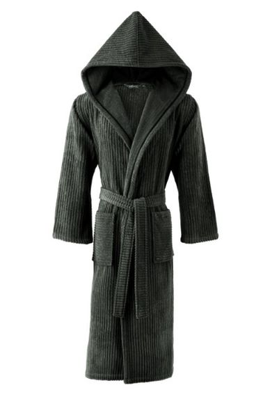 Халат мужской Stripe хаки с капюшоном SOFT COTTON