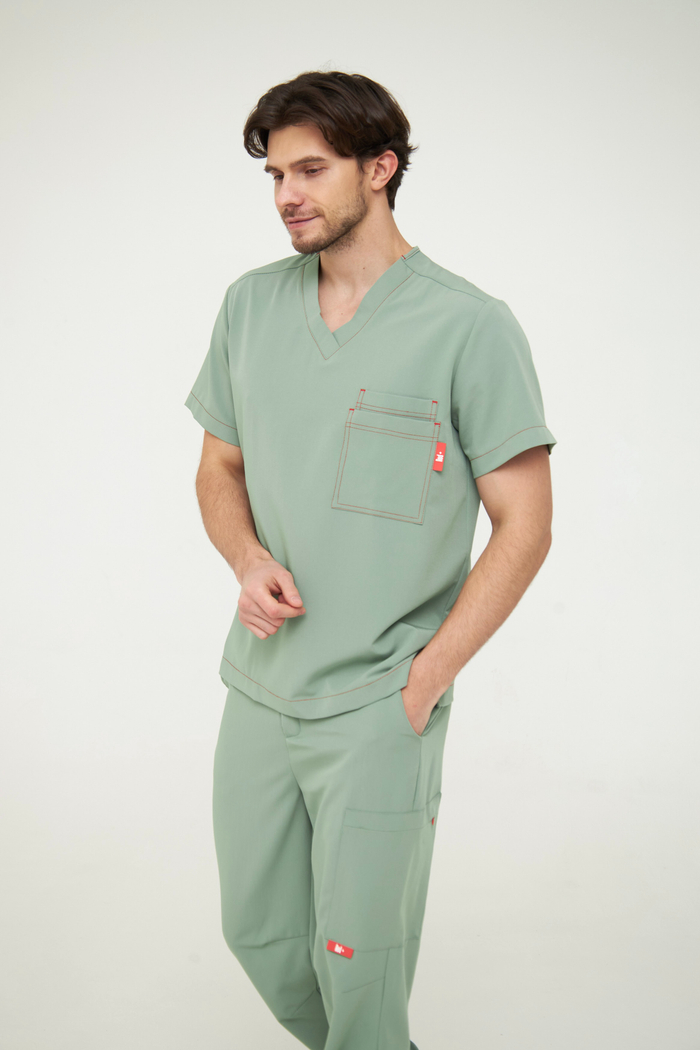 Топ медицинский мужской Гекай, шалфей ОЛД