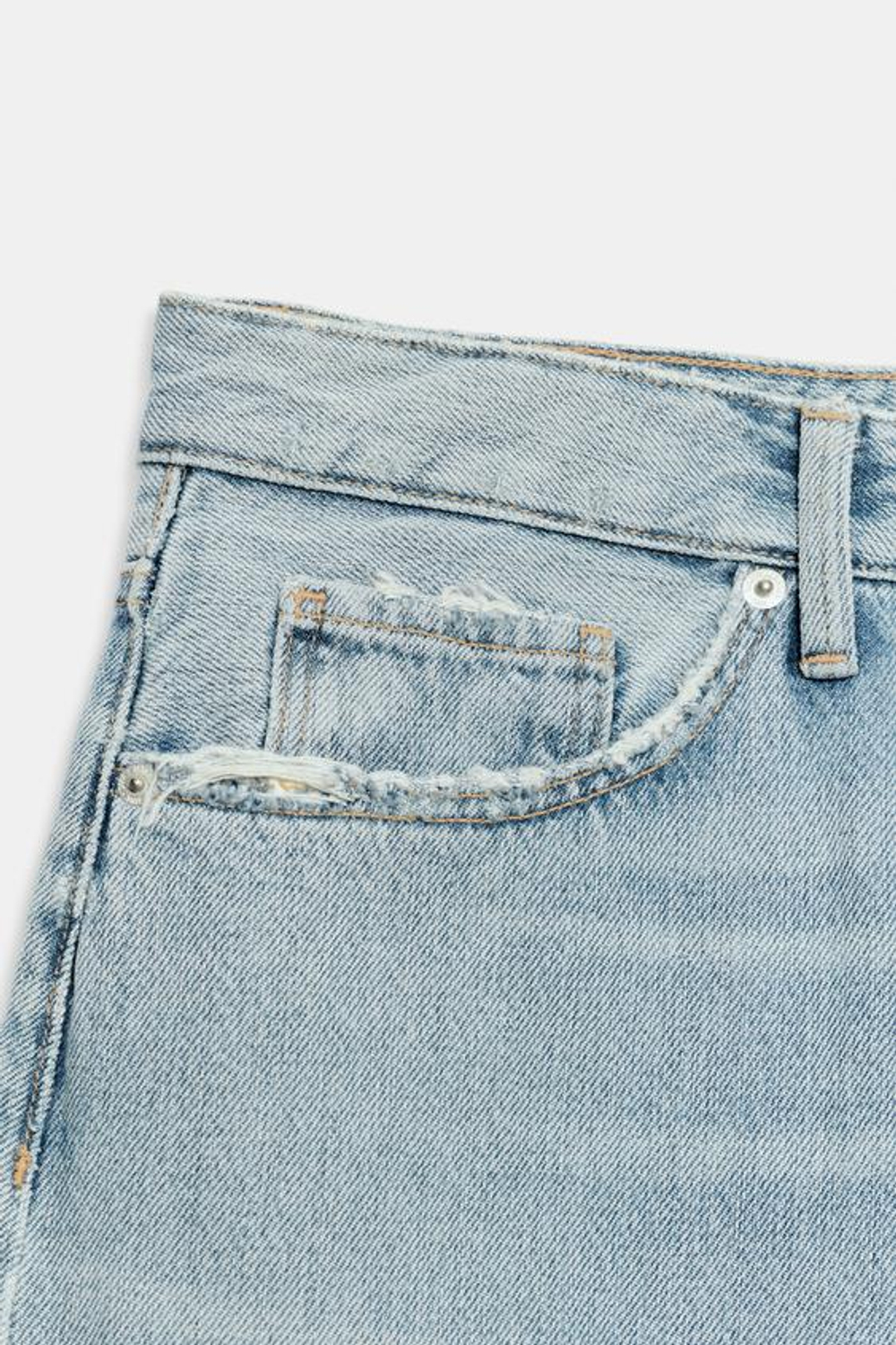 ZARA ДЖИНСОВЫЕ ШОРТЫ TRF СО СРЕДНЕЙ ПОСАДКОЙ И РАЗРЕЗАМИ, ГОЛУБОЙ