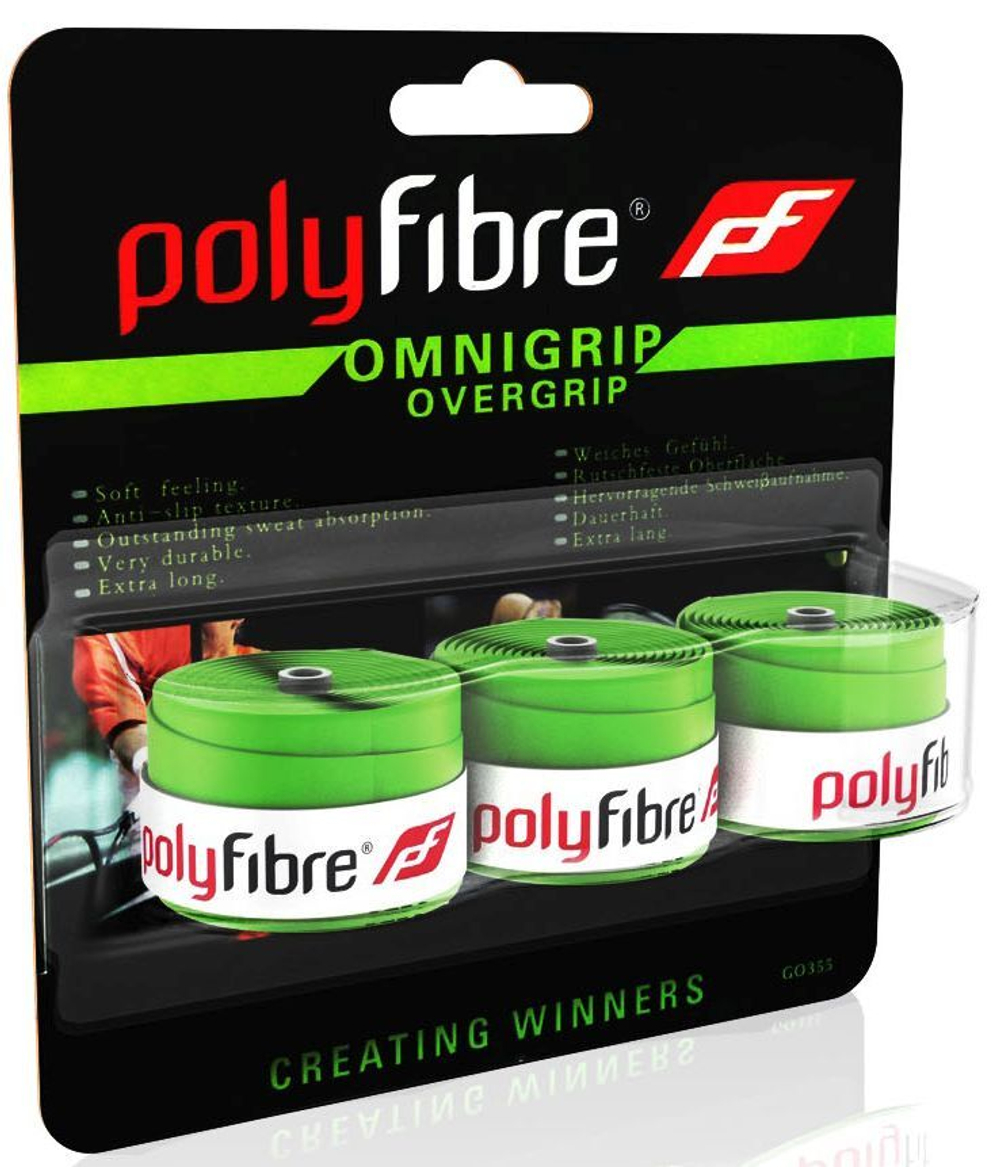Намотки теннисные Polyfibre Omnigrip Overgrip 3P - green