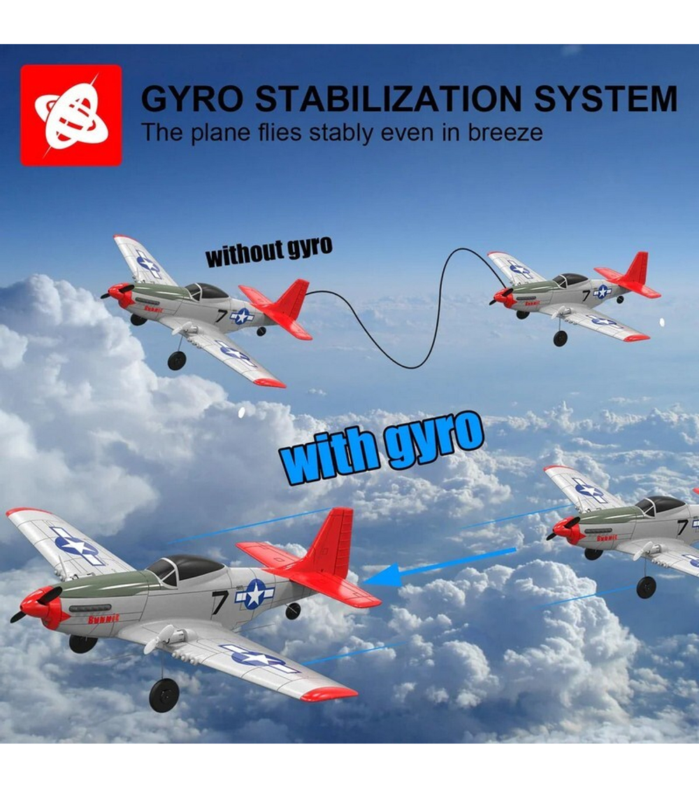 Радиоуправляемый самолет Volantex RC Mustang 400мм (синий) 2.4G 2ch LiPo RTF with Gyro