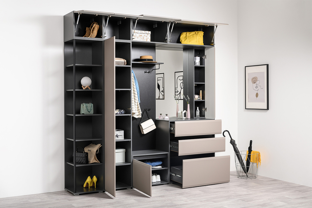 Шкаф-пенал Сидней 16.313, Антрацит, Веллюто Капучино