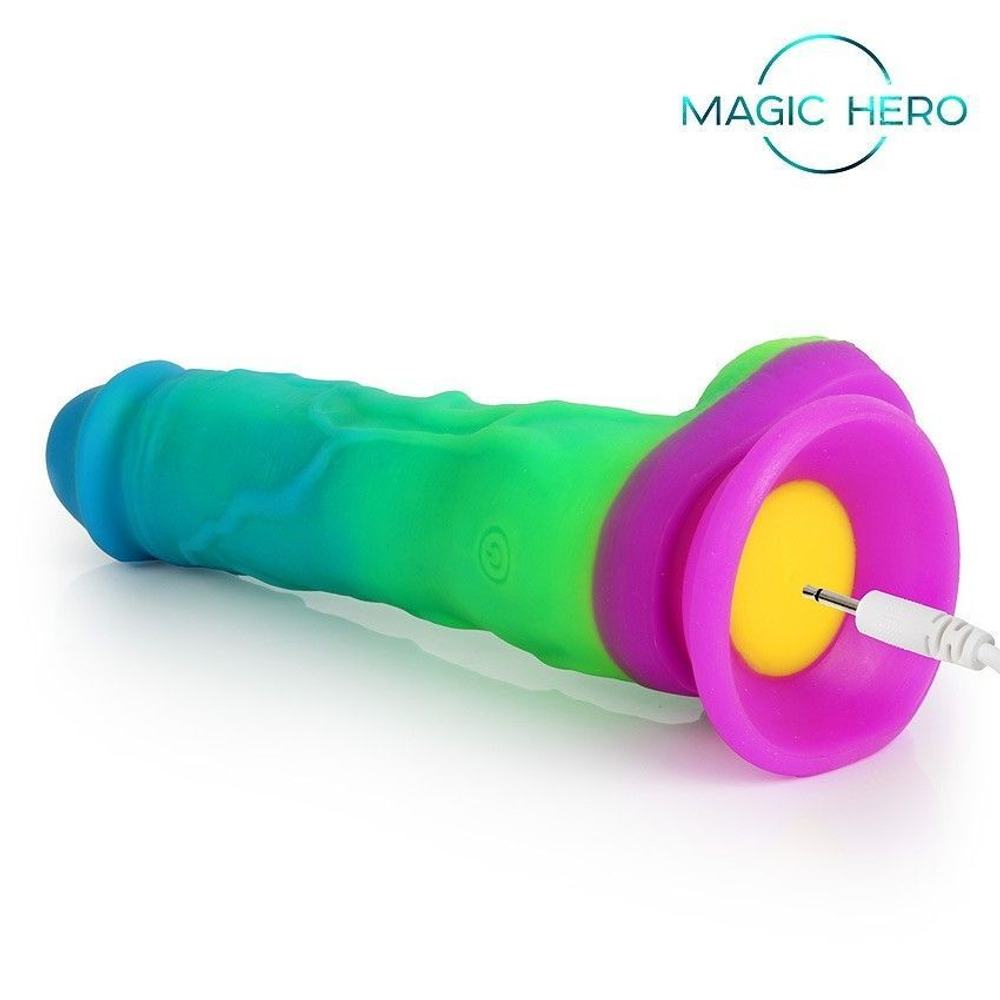 Яркий вибратор с возвратно-поступательными движениями и пультом ДУ - 21 см.