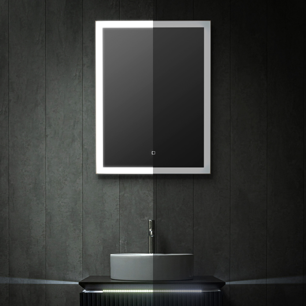 Зеркало с подсветкой Гуверт, 60х80 см (сенсорный выключатель, регулировка яркости, холодный свет 6000К)