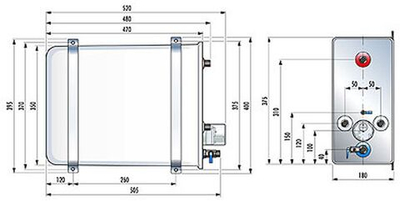 Бойлер, 16 л, 500 Вт, прямоугольный, с теплообменником. (10236299)
