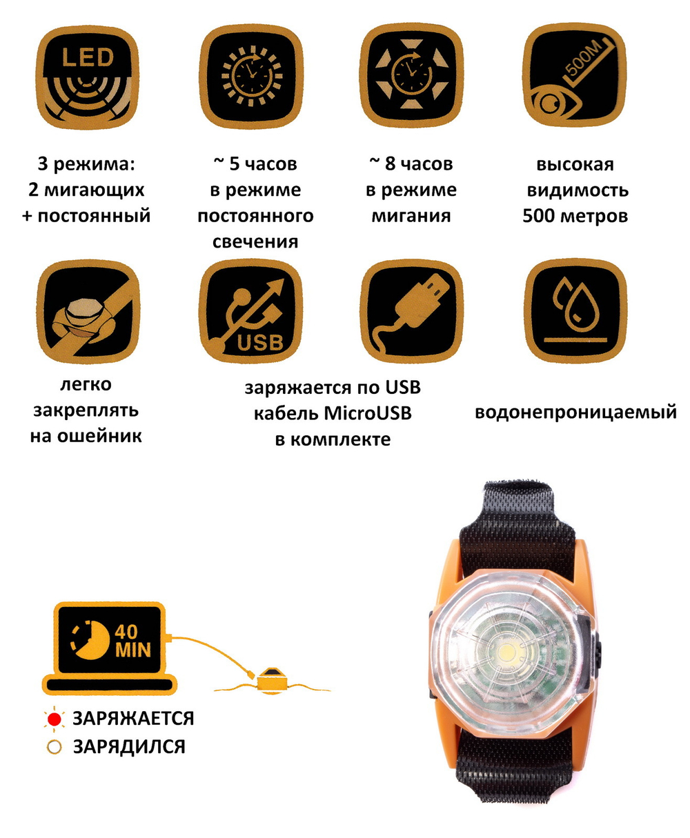 Фонарик для собак на ошейник DUVO+
