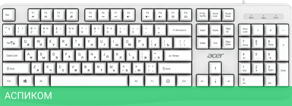 Клавиатура Acer OKW301 белый (ZL.KBDCC.01B)