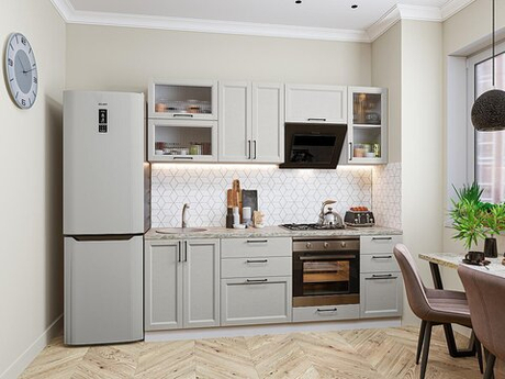 Прямая модульная кухня Сканди-02 Grey Silkwood - Белый 2140*2200*600