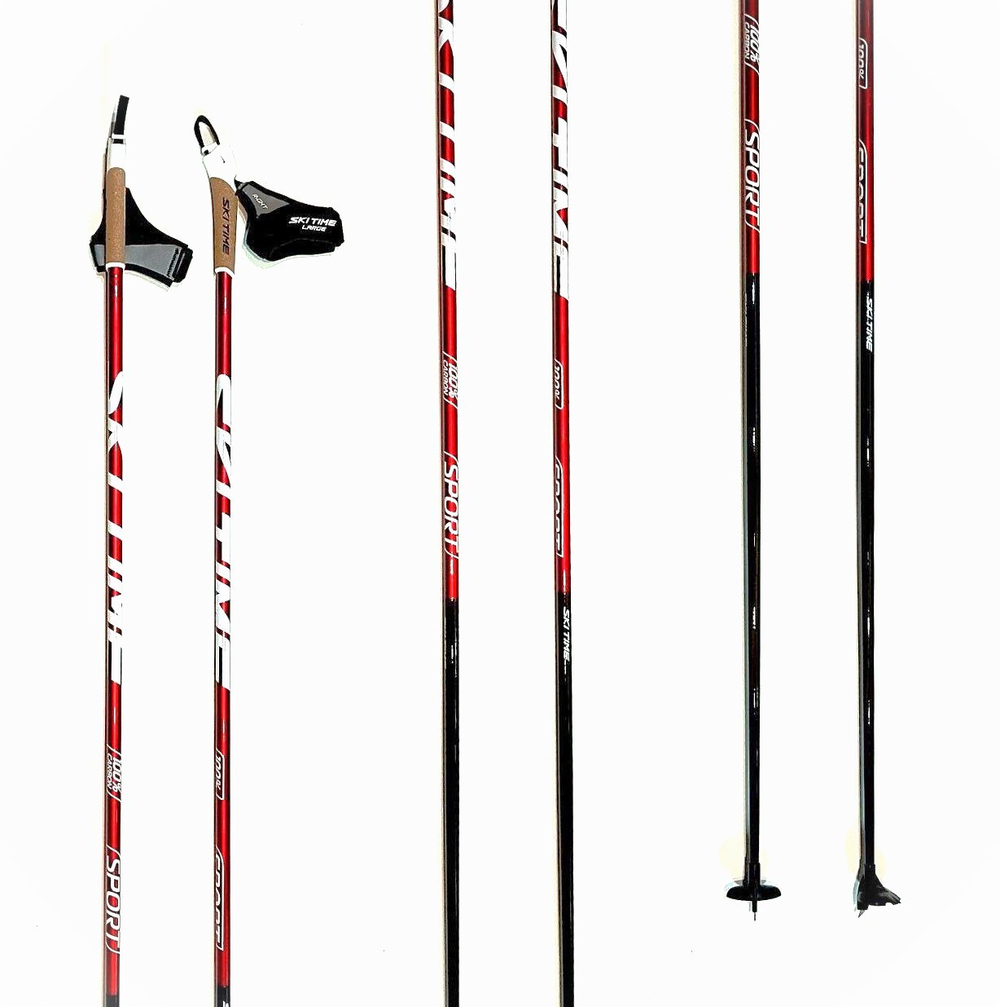 Лыжные палки SKI TIME SPORT 100% Carbon Red/Black