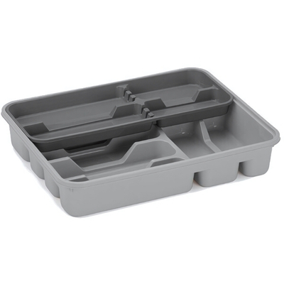 Лоток для столовых приборов двойной на 10 секций серый-антрацит