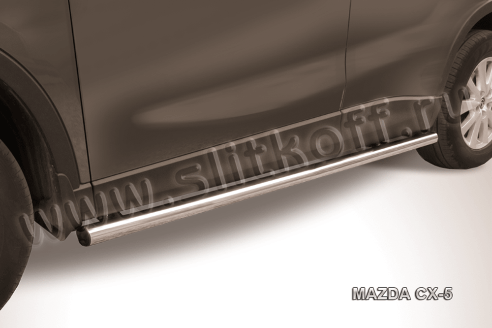 Пороги из нержавейки Mazda CX-5 (2011-2017) d57 труба (черный цвет)