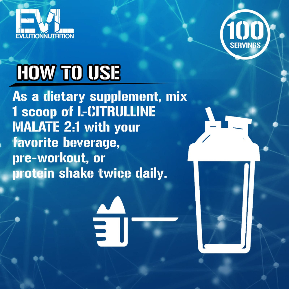 EVLution Nutrition, L-цитруллин малат 2:1, без вкусовых добавок, 200 г (7,05 унции)