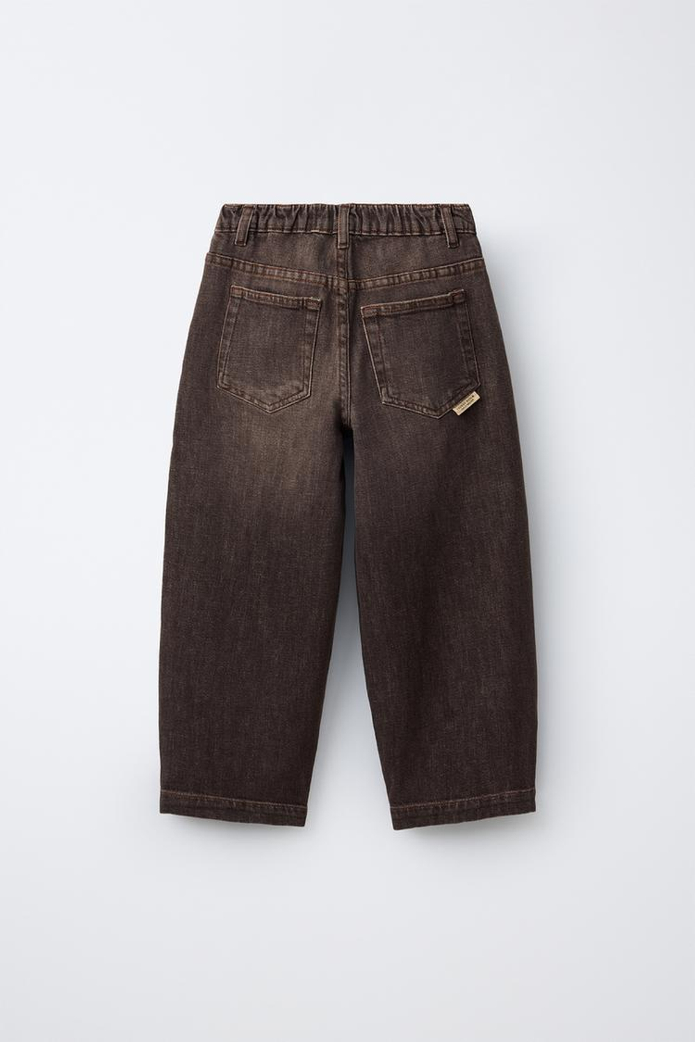 ZARA ДЖИНСЫ BALLOON С ЭФФЕКТОМ ПОТЕРТОСТИ, КОРИЧНЕВЫЙ