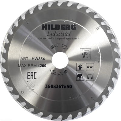 Диск пильный Hilberg Industrial Дерево 350*50*36Т HW354