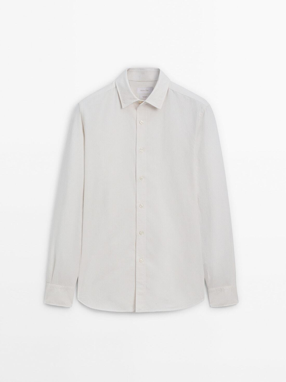 Massimo Dutti Рубашка оксфорд из 100% хлопка в полоску, бежевый