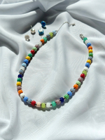 Чокер разноцветный, чешское стекло, фурнитура серебро