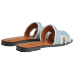 Hermes comfortable and simple one-word slippers women's blue, H241060Z CB