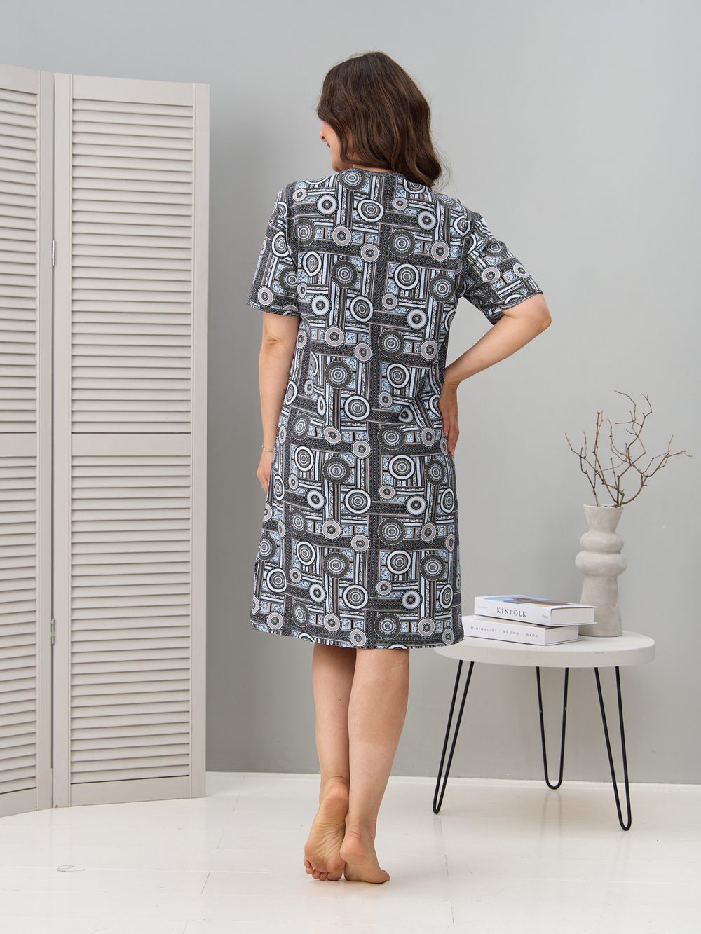 Туника Т-012/кругиорнамент-бежголубой