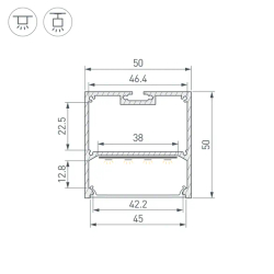Профиль SL-LINE-5050-2000 ANOD (BY) (Arlight, Алюминий) 059807