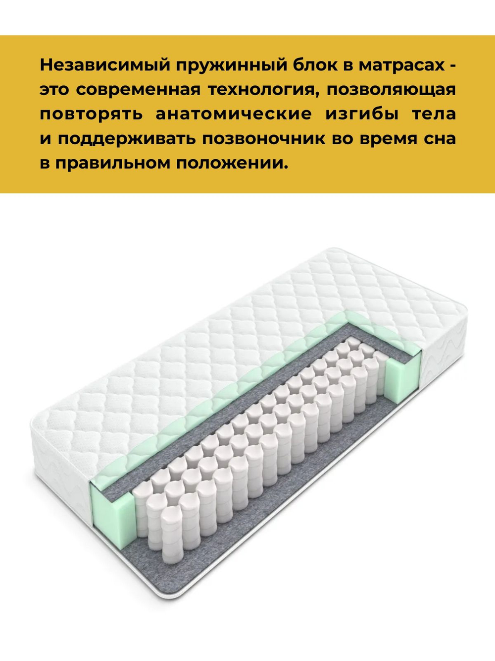 Пружинный блок независимый для дивана и матраса / армированный / 512 пружин на кв. метр / 1890*600*100 мм