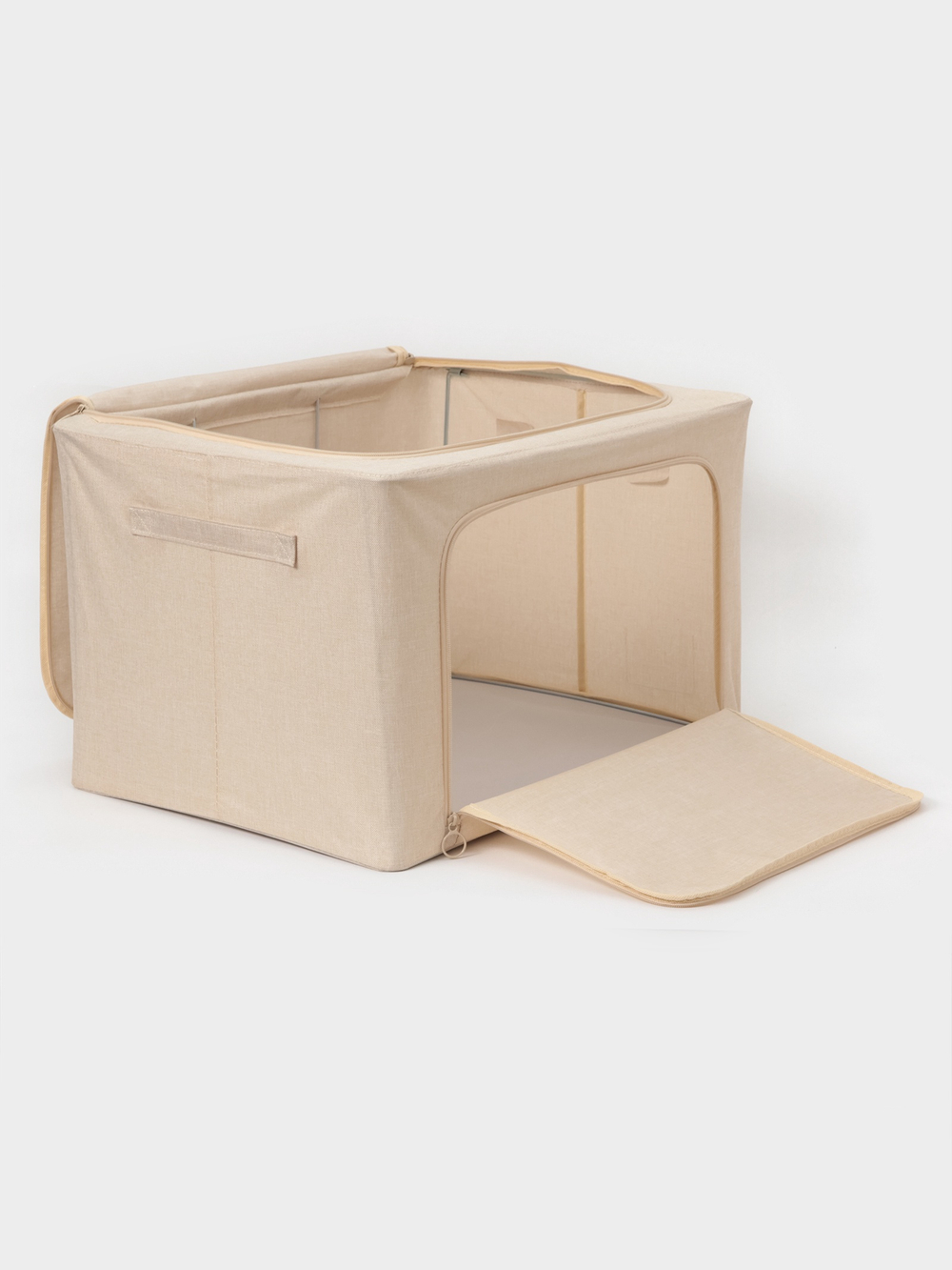 Кофр для хранения вещей, размеры 50х40х33 см, цвет бежевый, материал батист