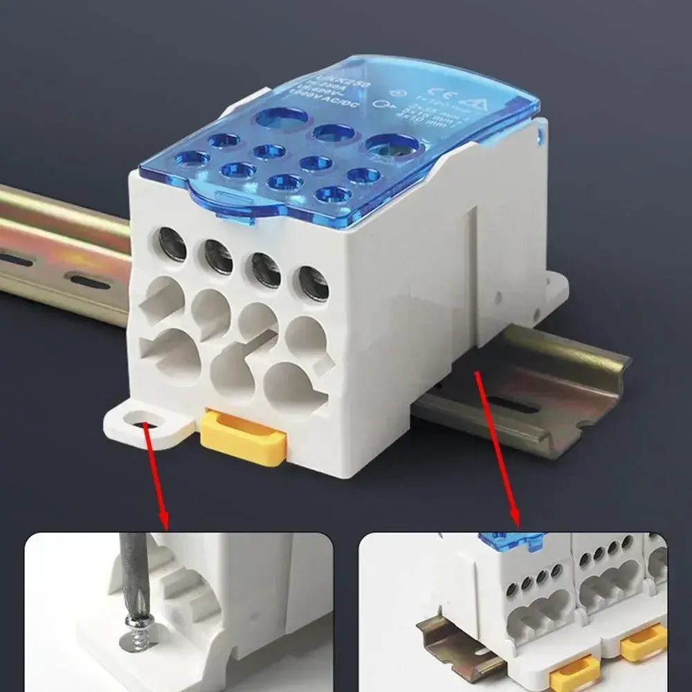 OZ-TWTU-80A 500A силовая распределительная коробка распределительный клеммный блок разъем DIN-рейка синий