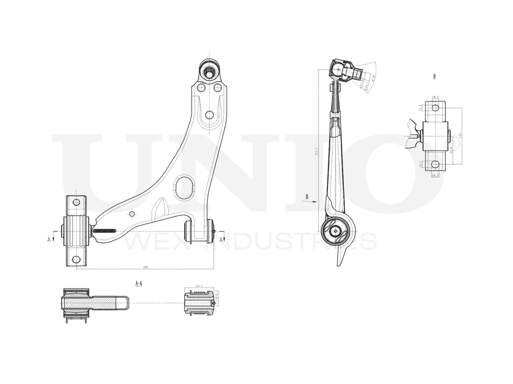 Рычаг подвески поперечный передний нижний левый UNIO SSP-40100