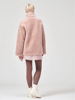 Эко мех шуба чебурашка куртка, розовая, Americanka