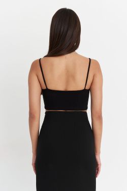 Короткий топ из джерси черного цвета