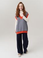 Жилетка для девочки в школу 953 н.синий-оранжевый