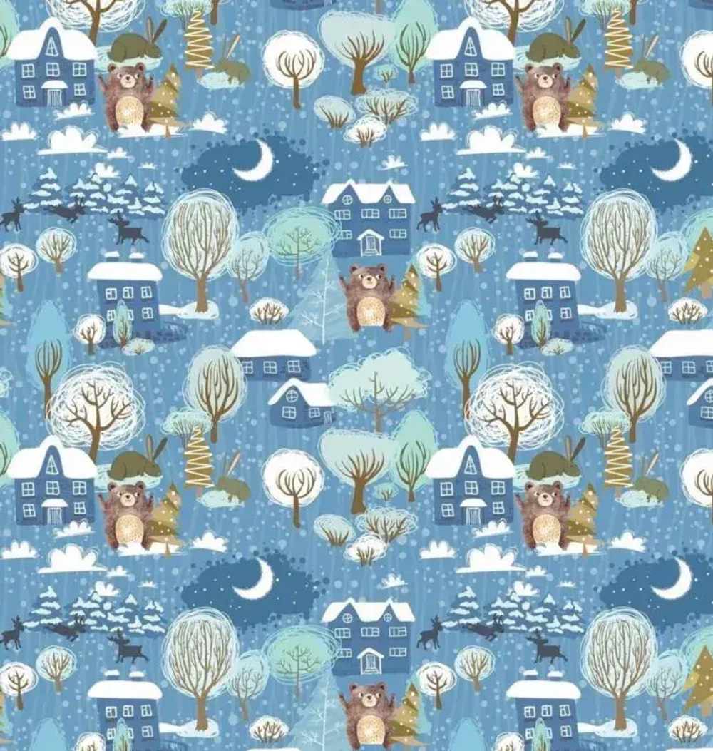 Бумага упаковочная 50х70 см «Зимняя история» (1 лист)