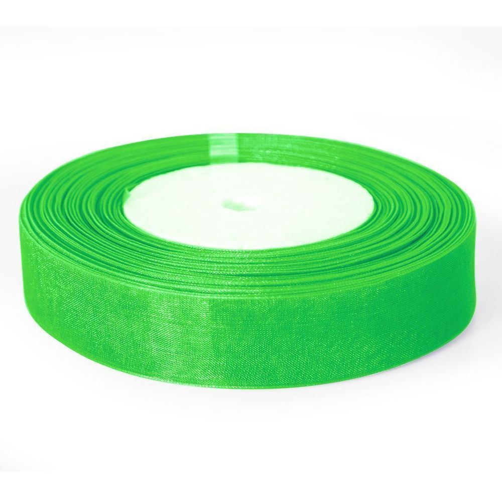Лента декоративная (2,5 см*45,72 м) Органза, Зеленый, 1 шт.