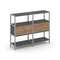 Shelf System Двухсекционный стеллаж трехярусный с ящиками SN.STM-322 Антрацит/Дуб Табак/Металл Серый