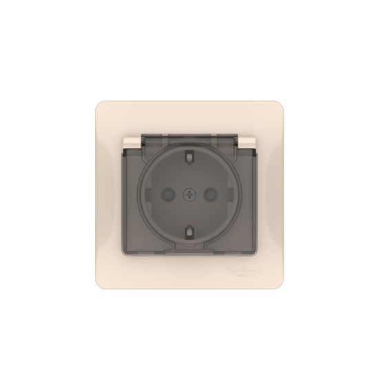 Розетка Glossa 16А IP44 с заземл. защ. шторки с крышкой быстрозажим. клем. в сборе беж. SE GSL000248S