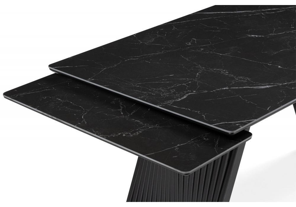 Керамический стол Woodville Вейв 140(200)х80 shakespeare black, черный